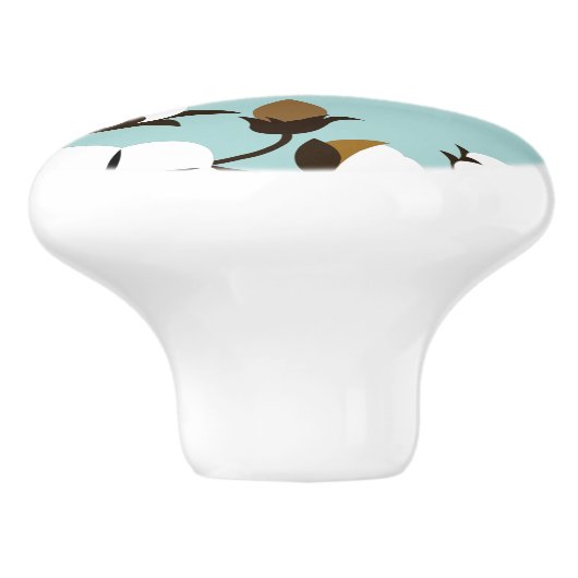 Robuuste katoenbloemen en Blauwgroen warme katoenb Keramische Knop (Zijkant)