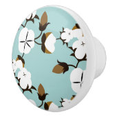 Robuuste katoenbloemen en Blauwgroen warme katoenb Keramische Knop (Rechts)