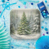 Robuuste kerstboom papieren bordje (Feest)