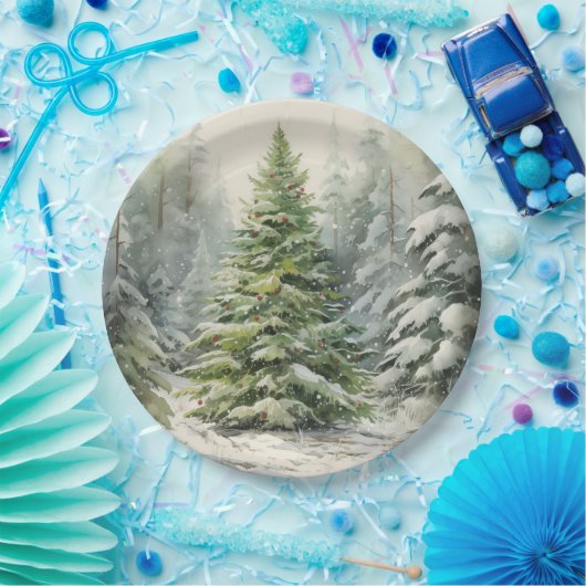 Robuuste kerstboom papieren bordje (Feest)