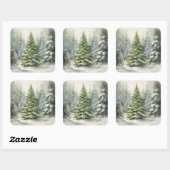 Robuuste kerstboom vierkante sticker (Vel)