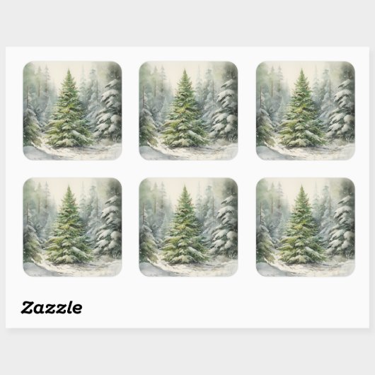 Robuuste kerstboom vierkante sticker (Vel)