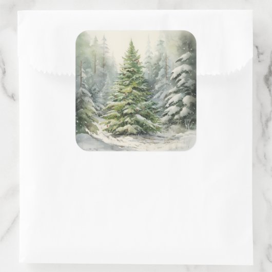 Robuuste kerstboom vierkante sticker (Tas)