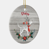 Robuuste kerstDalmatiaan met Antlers & Greenery Keramisch Ornament (Rechts)