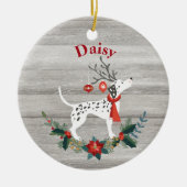 Robuuste kerstDalmatiaan met Antlers & Greenery Keramisch Ornament (Voorkant)