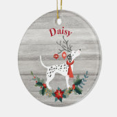 Robuuste kerstDalmatiaan met Antlers & Greenery Keramisch Ornament (Links)