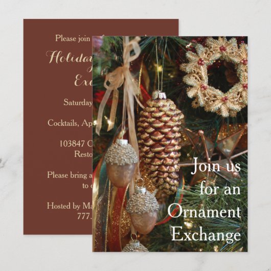 Robuuste kerstfeestdag-ornament Exchange Party Kaart (Voorkant / Achterkant)