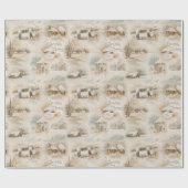 Robuuste kerstfeestdagen in de winter cadeaupapier (Vlak)