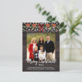 Robuuste kerstgarland op foto van Barn Wood Feestdagenkaart (Staand voorkant)