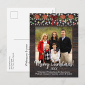 Robuuste kerstgarland op foto van Barn Wood Feestdagenkaart (Voorkant / Achterkant)