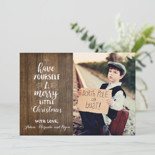 Robuuste kerstkaart met foto (Staand voorkant)