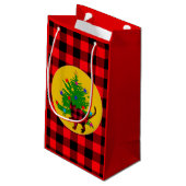 Robuuste kerstkat, boom- en rode buffelpleister klein cadeauzakje (Achterkant Gekanteld)