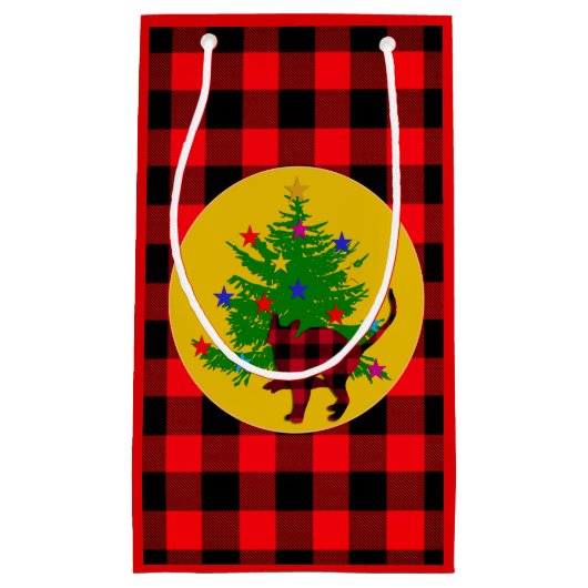 Robuuste kerstkat, boom- en rode buffelpleister klein cadeauzakje (Voorkant)