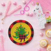 Robuuste kerstkat, boom- en rode buffelpleister papieren bordje (Feest)