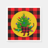 Robuuste kerstkat, boom- en rode buffelpleister servet (Voorkant)