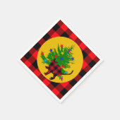 Robuuste kerstkat, boom- en rode buffelpleister servet (Hoek)