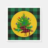 Robuuste kerstman, boom, groene buffelvlecht servet (Voorkant)