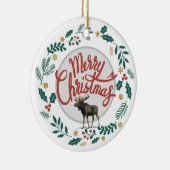 Robuuste kerstman met Holly & Pine Keramisch Ornament (Rechts)