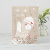 Robuuste kerstmis Mitten Snow Kitten Modern Drawin (Staand voorkant)