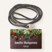 Robuuste kersttafel met pine en sneeuw badge (Achterkant met draagriem)