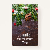 Robuuste kersttafel met pine en sneeuw badge (Achterkant)