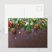 Robuuste kersttafel met pine en sneeuw briefkaart (Voorkant / Achterkant)