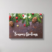 Robuuste kersttafel met pine en sneeuw canvas afdruk (Voorkant)