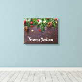 Robuuste kersttafel met pine en sneeuw canvas afdruk (Insitu (Houten vloer))