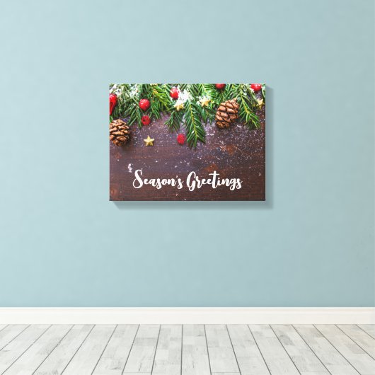 Robuuste kersttafel met pine en sneeuw canvas afdruk (Insitu (Houten vloer))