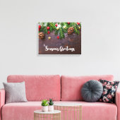 Robuuste kersttafel met pine en sneeuw canvas afdruk (Insitu (Woonkamer))