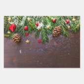 Robuuste kersttafel met pine en sneeuw inpakpapier vel (Voorkant 2)