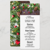 Robuuste kersttafel met pine en sneeuw kaart (Voorkant / Achterkant)