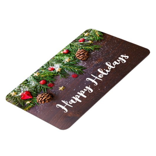 Robuuste kersttafel met pine en sneeuw magneet (Linkerzijde)