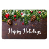 Robuuste kersttafel met pine en sneeuw magneet (Horizontaal)