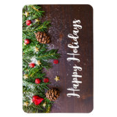 Robuuste kersttafel met pine en sneeuw magneet (Verticaal)