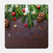 Robuuste kersttafel met pine en sneeuw metalen ornament (Achterkant)