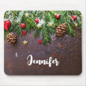 Robuuste kersttafel met pine en sneeuw muismat (Voorkant)