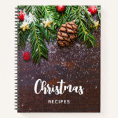 Robuuste kersttafel met pine en sneeuw notitieboek (Voorkant)
