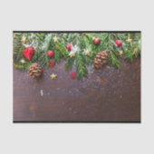 Robuuste kersttafel met pine en sneeuw tissuepapier (Voorkant)
