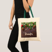 Robuuste kersttafel met pine en sneeuw tote bag (Voorkant (product))