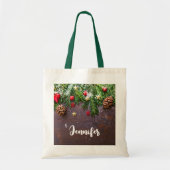 Robuuste kersttafel met pine en sneeuw tote bag (Voorkant)