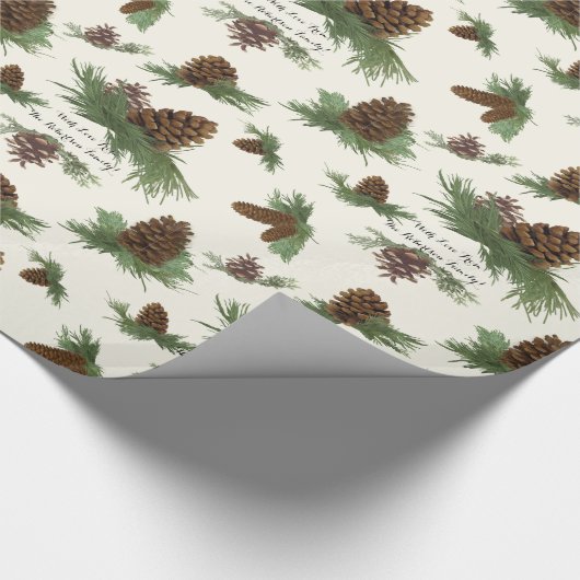 Robuuste kersttoon toon toon toon botanische scrip cadeaupapier (Hoek)