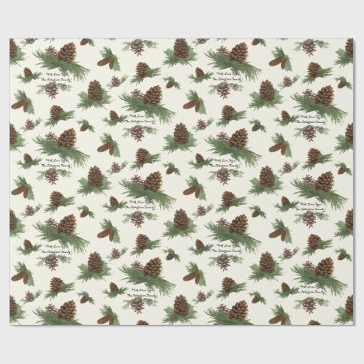 Robuuste kersttoon toon toon toon botanische scrip cadeaupapier (Vlak)