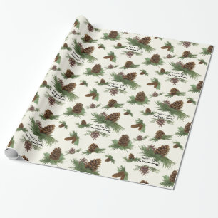 Robuuste kersttoon toon toon toon botanische scrip cadeaupapier