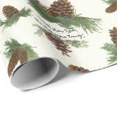 Robuuste kersttoon toon toon toon botanische scrip cadeaupapier (Rol Hoek)