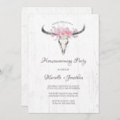 Robuuste Koe Boho Floral White Housewarming Kaart (Voorkant / Achterkant)