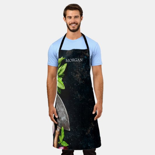 Robuuste kruiden, canvasnaam schort (Gedragen)