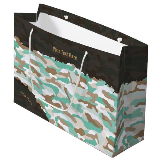 Robuuste kustcamouflage gepersonaliseerd groot cadeauzakje (Voorkant Gekanteld)