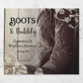 Robuuste laarzen en brabbel Floral Wedding Shower Sparkling Wijnetiket (Enkel label)