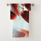 Robuuste lichte cyaan en sterk rood bad handdoek (Insitu)